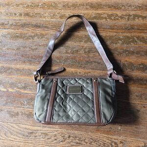 Harve Benard Bag | Olive Quilted Shoulder Purse Brown Trim City Chic Everyday